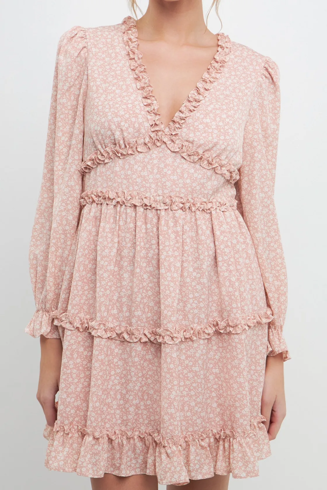 free_the_roses___floral_r_0.webp FREE THE ROSES Tops*- Floral Ruffle Detail Mini Dress PINKMULTI