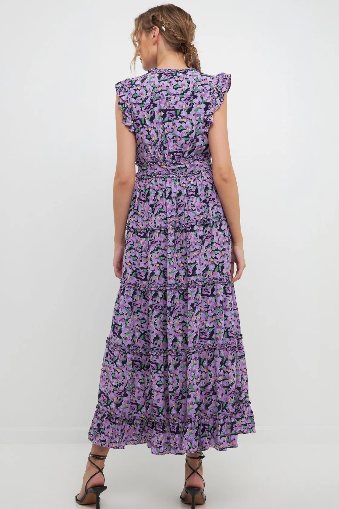 free_the_roses___floral_r_1-2.webp FREE THE ROSES Floral Dresses | Tops*- Floral Ruffle Detail Long Dress PURPLEMULTI