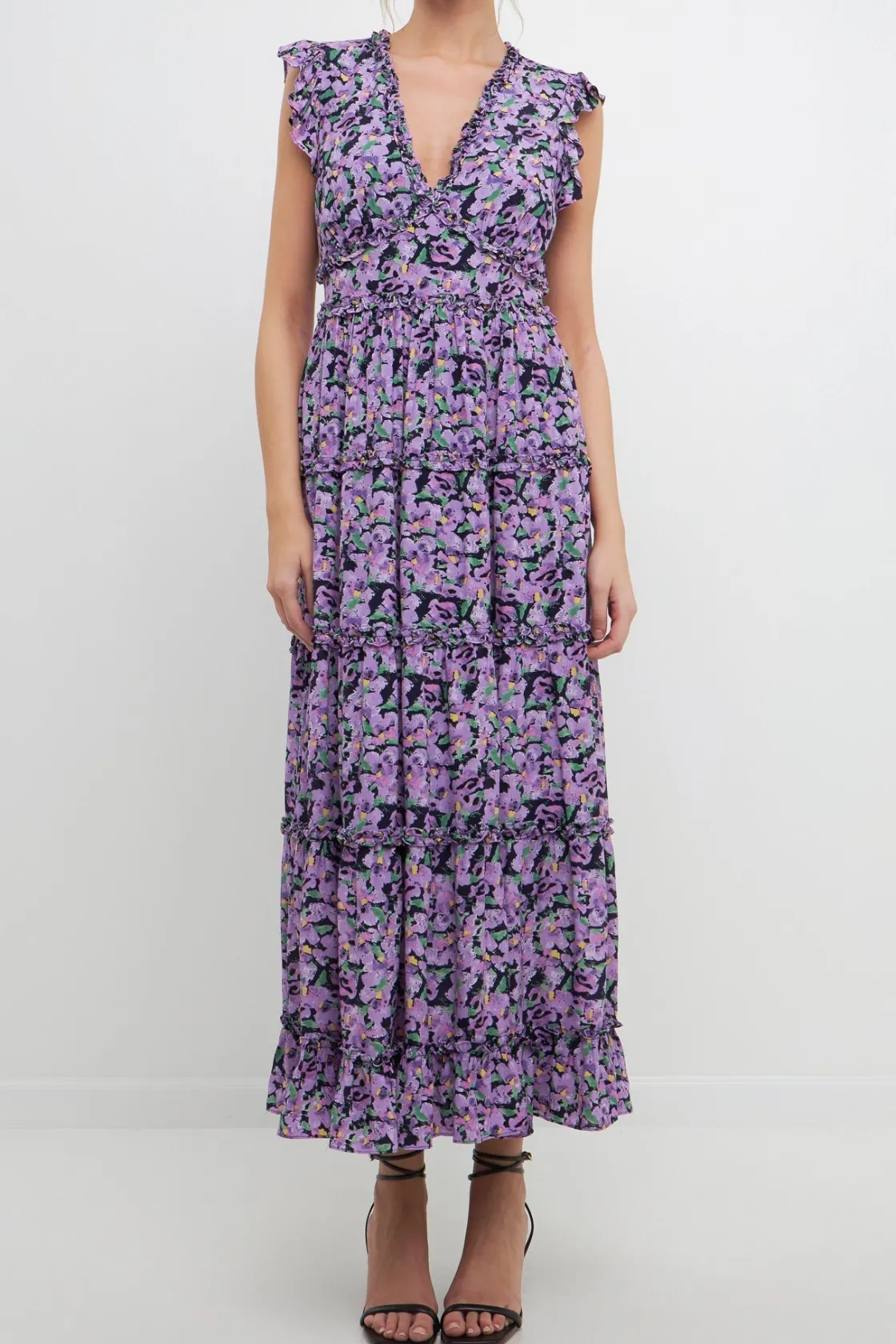 free_the_roses___floral_r_3-2.webp FREE THE ROSES Floral Dresses | Tops*- Floral Ruffle Detail Long Dress PURPLEMULTI