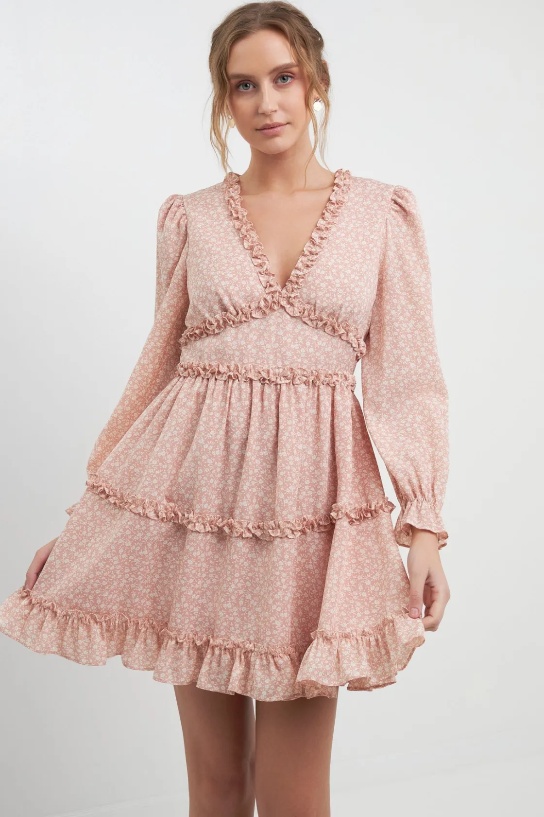 free_the_roses___floral_r_3.webp FREE THE ROSES Tops*- Floral Ruffle Detail Mini Dress PINKMULTI