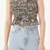 FREE THE ROSES Tops*- Floral Smocked Top BLACKMULTI