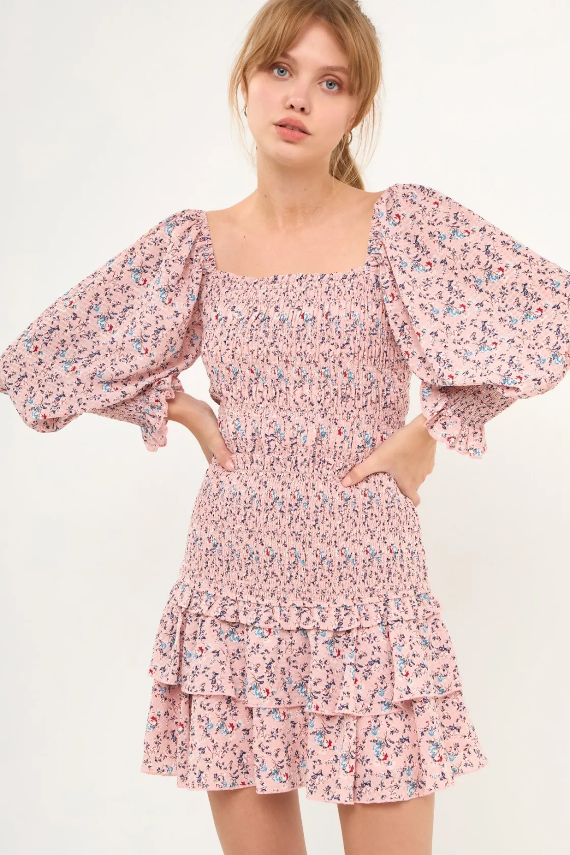 free_the_roses___floral_s_3-1.webp FREE THE ROSES Tops*- Floral Smocked Long Sleeve Top PINK