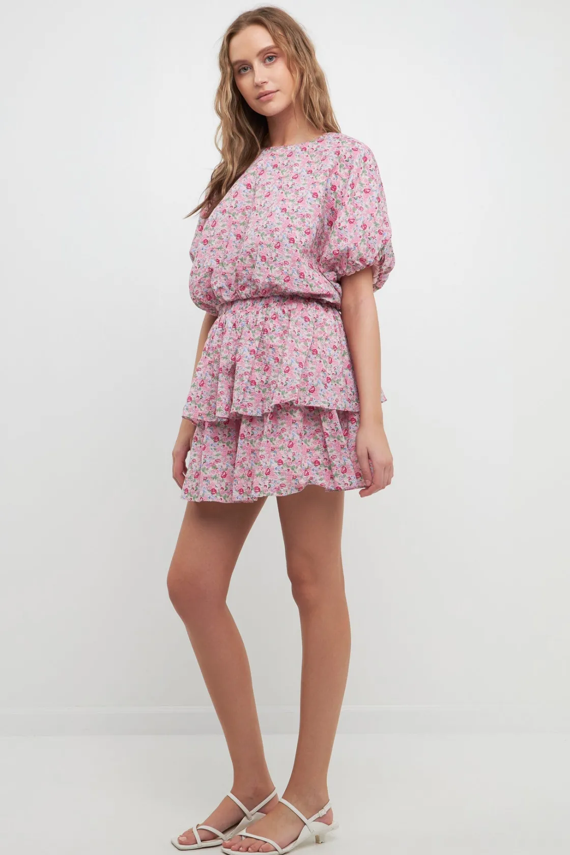 free_the_roses___floral_t_1-3.webp FREE THE ROSES Matching Sets | Skirts*- Floral Tiered Mini Skirt PINKMULTI