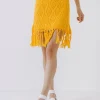 FREE THE ROSES Skirts | Tops*- Fringed Hem Crochet Skirt LEMONADE