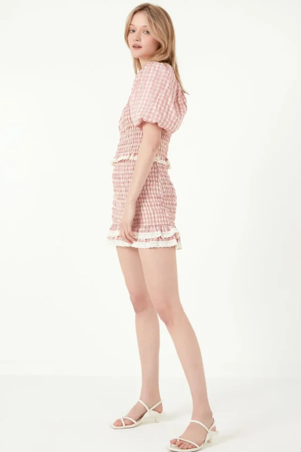FREE THE ROSES Skirts | Tops*- Gingham Smocked Skirt
