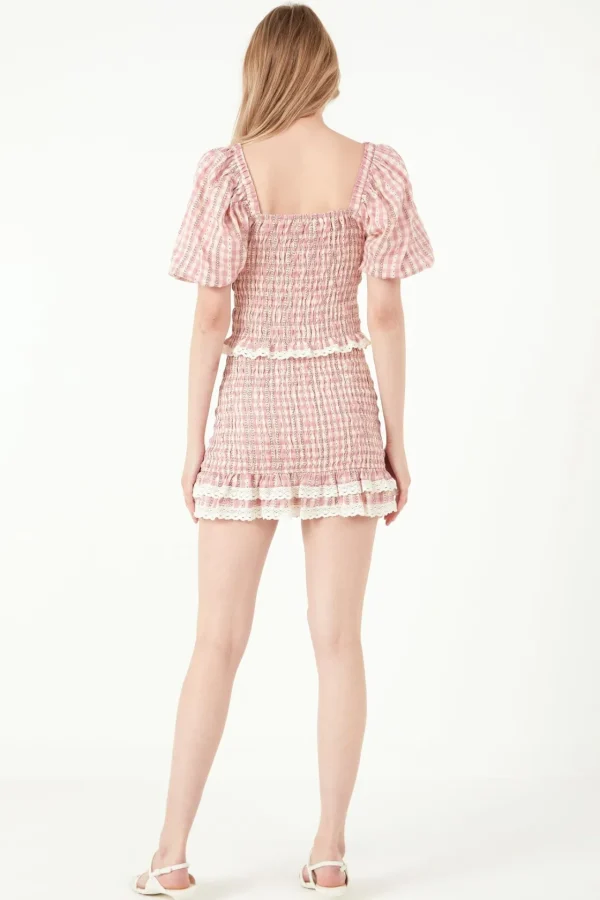 FREE THE ROSES Skirts | Tops*- Gingham Smocked Skirt