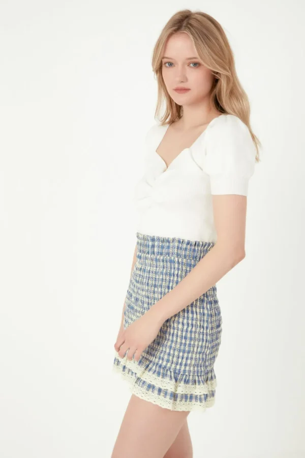FREE THE ROSES Skirts | Tops*- Gingham Smocked Skirt