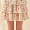 FREE THE ROSES Skirts | Tops*- High Waisted Ruffle Skirt with Lace IVORYMULTI