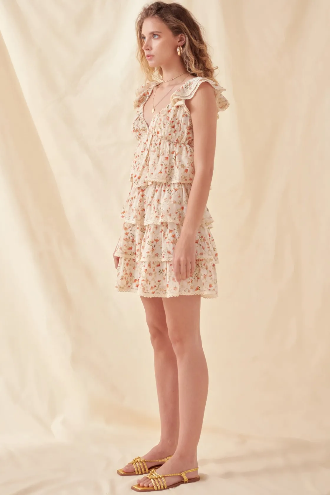 free_the_roses___high_wai_1.webp FREE THE ROSES Skirts | Tops*- High Waisted Ruffle Skirt with Lace IVORYMULTI