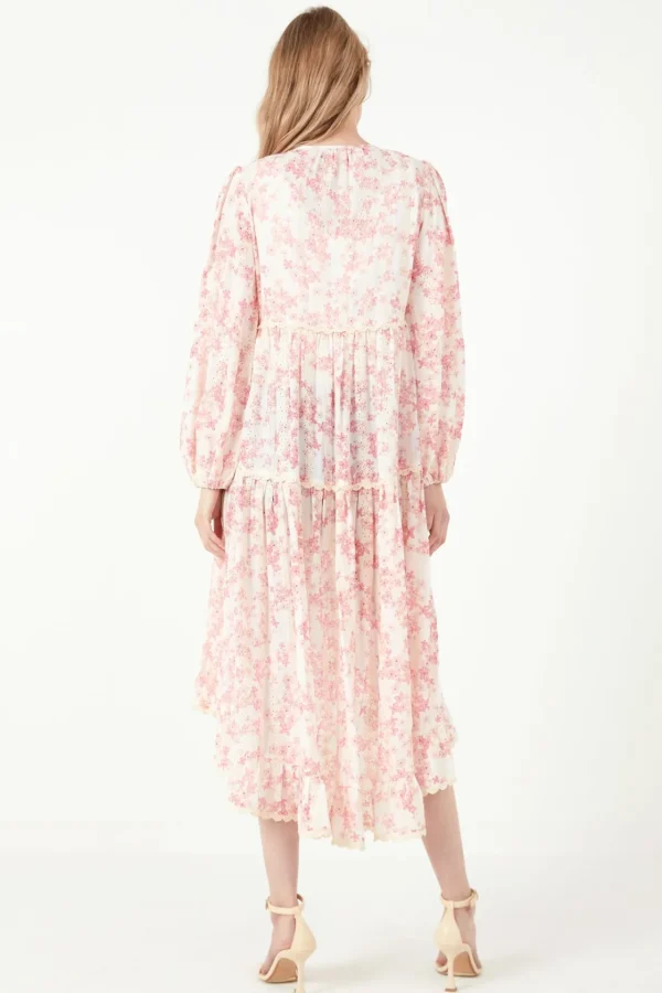 FREE THE ROSES Tops*- High-Low Maxi Dress PINK