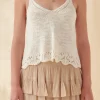 FREE THE ROSES Tops*- Knitted Scalloped Crop Top IVORY