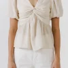 FREE THE ROSES Tops*- Knotted Top CREAM