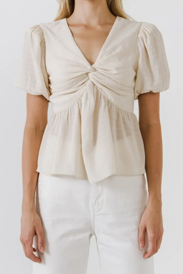FREE THE ROSES Tops*- Knotted Top CREAM