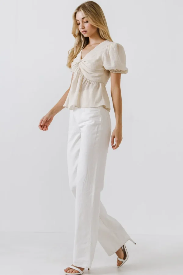 FREE THE ROSES Tops*- Knotted Top CREAM