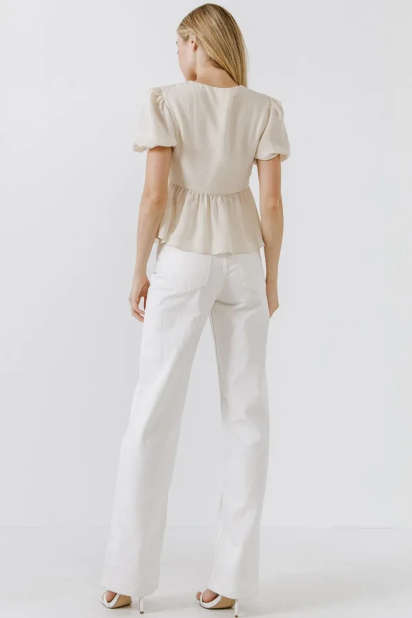 FREE THE ROSES Tops*- Knotted Top CREAM
