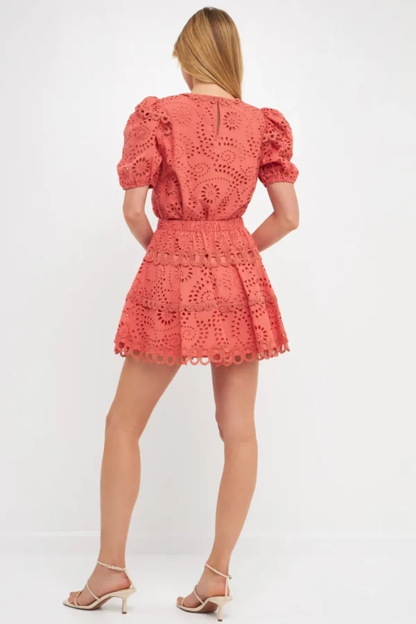 FREE THE ROSES Shirts & Blouses | Tops*- Lace Puff sleeve blouse DUSTYROSE