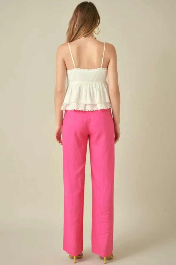 FREE THE ROSES Tops*- Lace Trimmed Waterfall Tiered Top WHITE