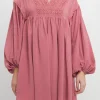 FREE THE ROSES Lace Dresses | Tops*- Laced Blouson Sleeve Shift Dress BERRYRED
