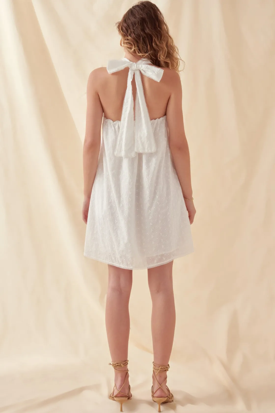 free_the_roses___laced_ha_2.webp FREE THE ROSES Boho Dresses | Lace Dresses*- Laced Halter Trim Flounce Mini Dress WHITE