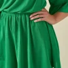 FREE THE ROSES Tops*- Off the Shoulder Knit Romper GREEN