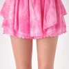 FREE THE ROSES Tops*- Paisely Eyelet Ruffle Skort with Tie-dye Effect PINK