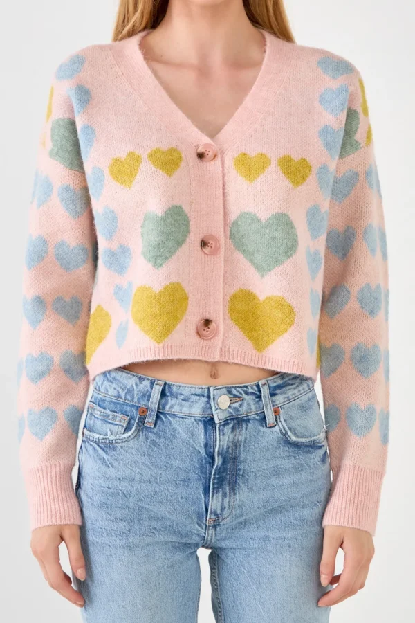 FREE THE ROSES Cardigans | Tops*- Pastel Heart Cardigan MULTI