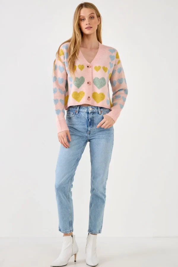 FREE THE ROSES Cardigans | Tops*- Pastel Heart Cardigan MULTI