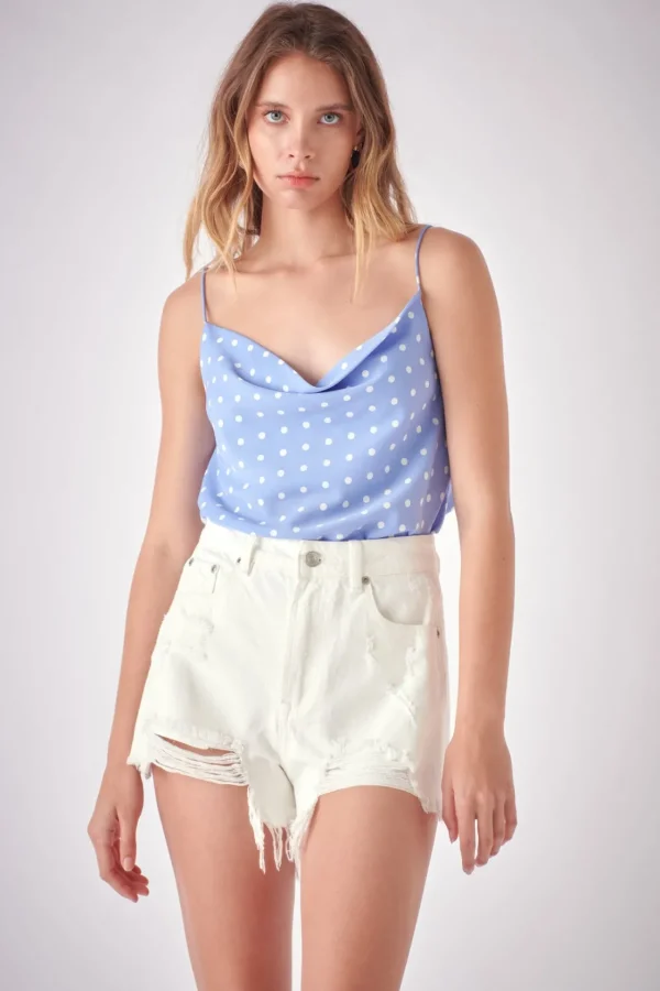 FREE THE ROSES Tops*- Polka Dot Cami Top BLUE
