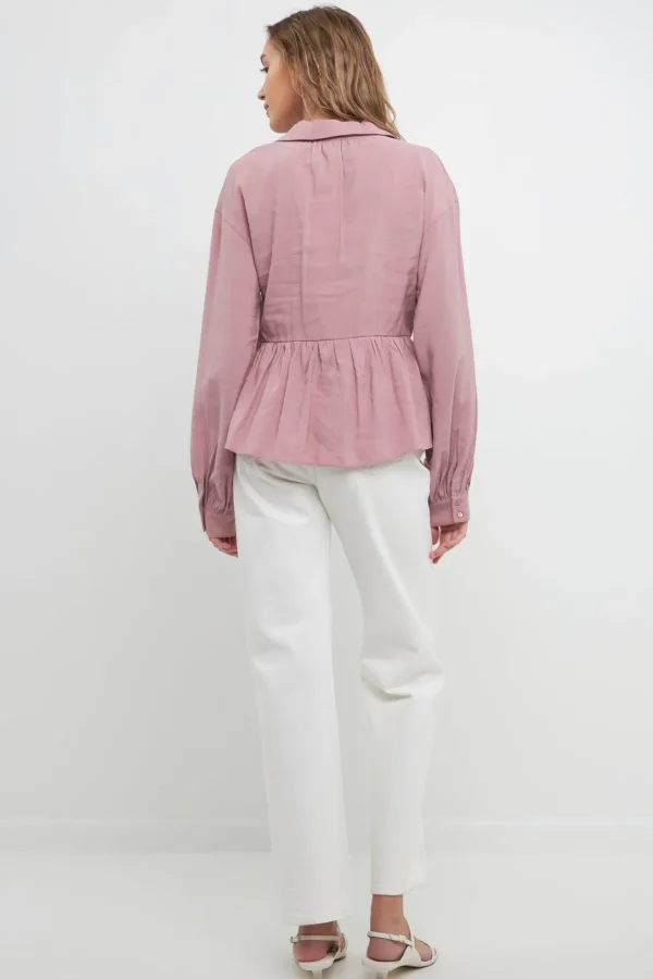 FREE THE ROSES Tops*- Puff Long Sleeve Top MAUVE