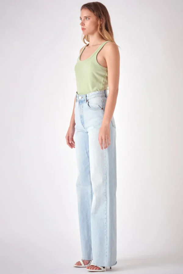 FREE THE ROSES Tops*- Raw Edge Tank Top GREEN