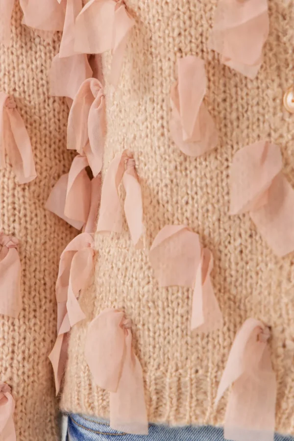 FREE THE ROSES Sweaters & Knits | Cardigans*- Ribbon Detail Cardigan DUSTYPINK