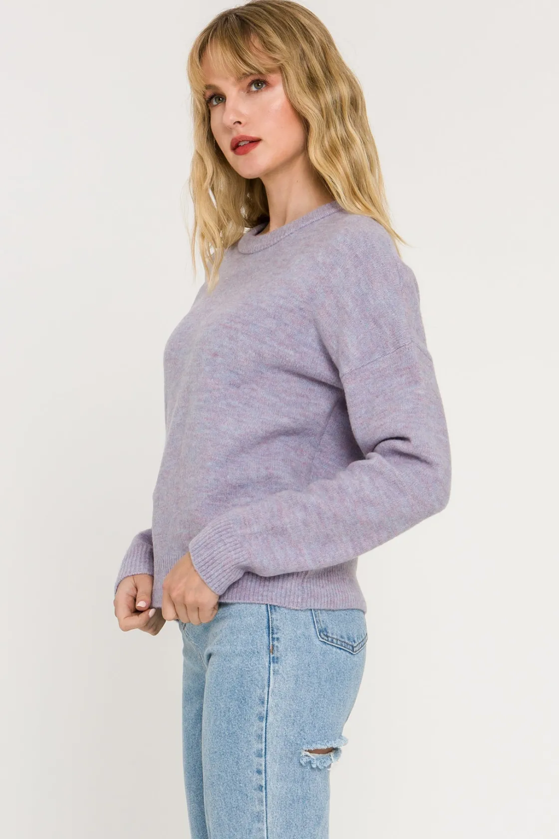 free_the_roses___round_ne_1-1.webp FREE THE ROSES Sweaters & Knits | Tops*- Round Neck Sweater LAVENDER