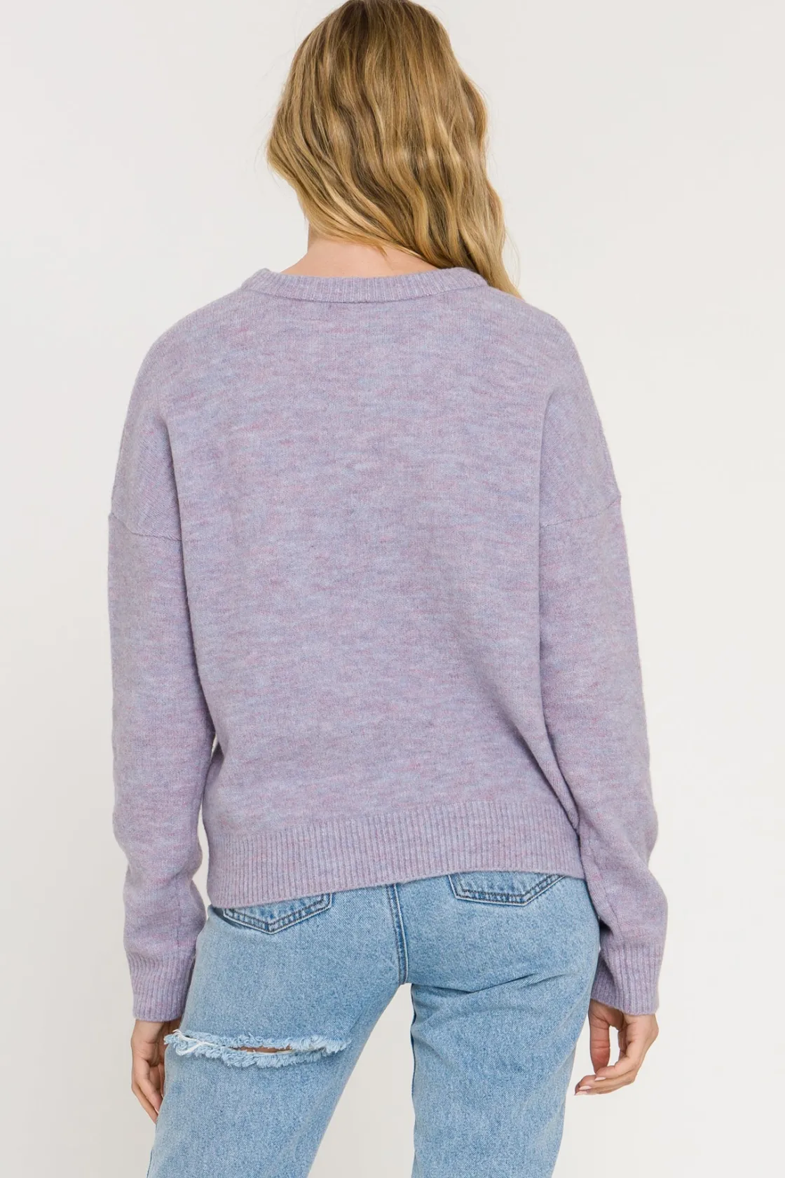 free_the_roses___round_ne_2-1.webp FREE THE ROSES Sweaters & Knits | Tops*- Round Neck Sweater LAVENDER
