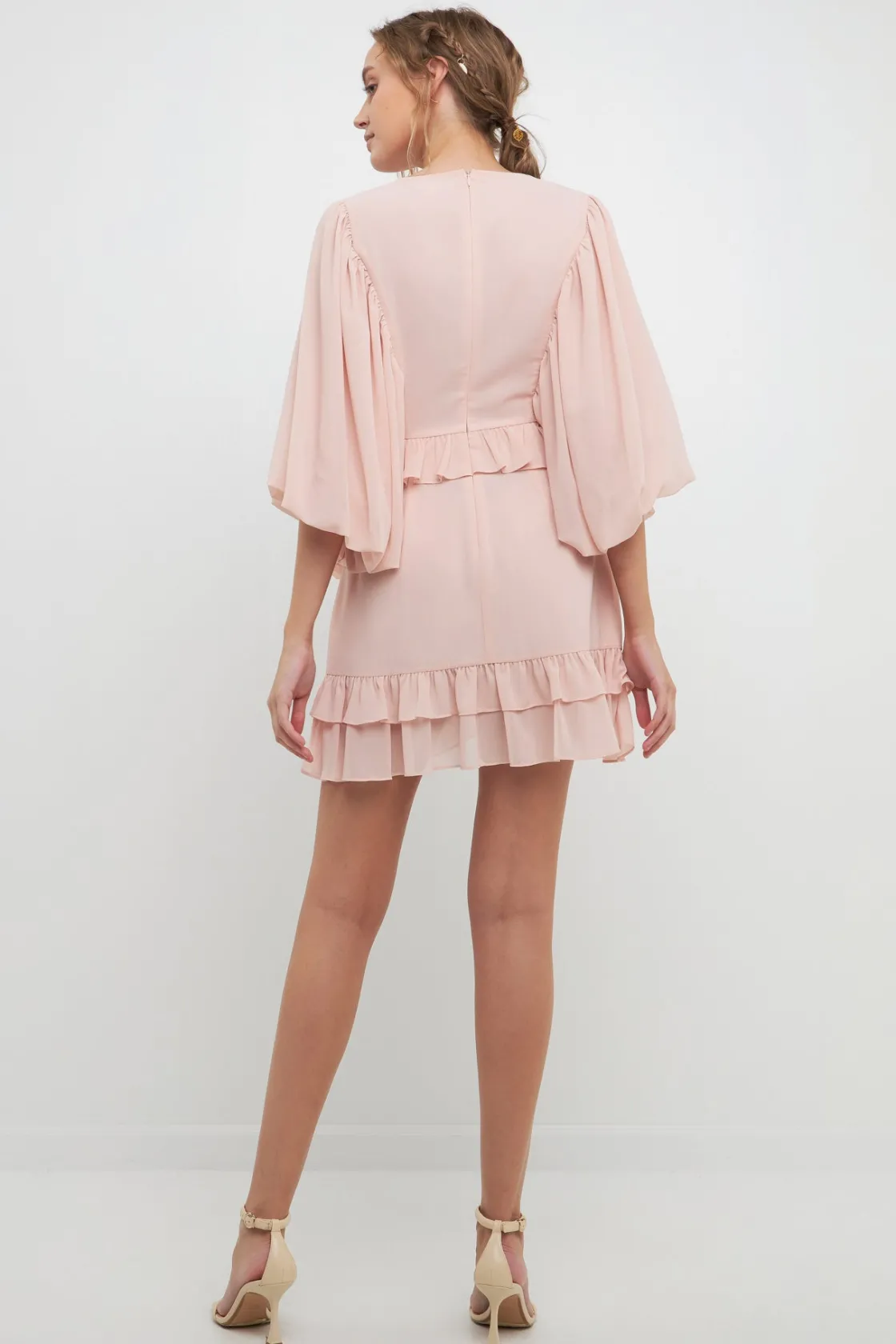free_the_roses___ruffle_d_2-1.webp FREE THE ROSES Puff Sleeve | Tops*- Ruffle Detail with Puff Sleeve Mini Dress NUDEPINK