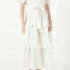 FREE THE ROSES Lace Dresses | White Dresses*- Ruffled Lace Trim Duster Maxi Dress WHITE