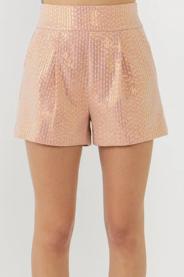 FREE THE ROSES Shorts & Skorts | Tops*- Sequins Embroidered Shorts TANGERINE