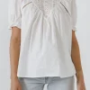 FREE THE ROSES Shirts & Blouses | Tops*- Short Sleeve Lace Yoke Blouse WHITE