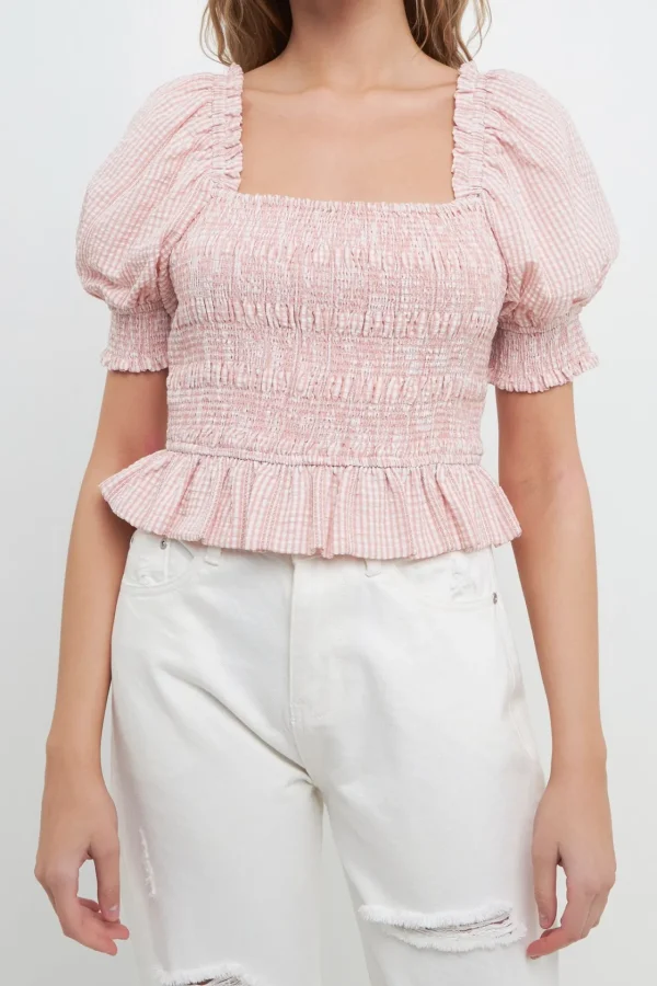 FREE THE ROSES Tops*- Smocked Top DUSTYPINK