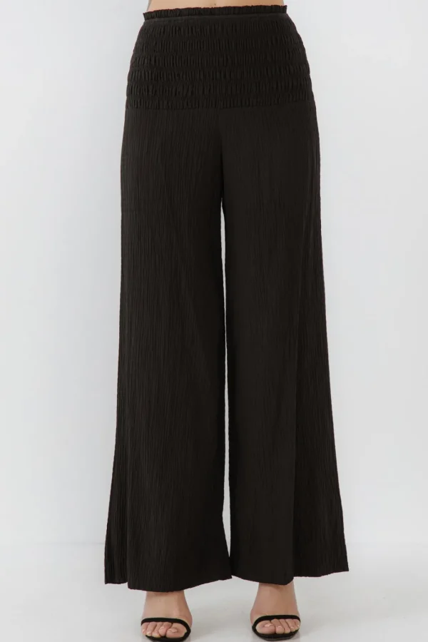 FREE THE ROSES Pants | Tops*- Smocked Detail Pants BLACK