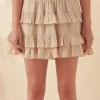 FREE THE ROSES Skirts | Tops*- Smocked Ruffled Mini Skirt BEIGE