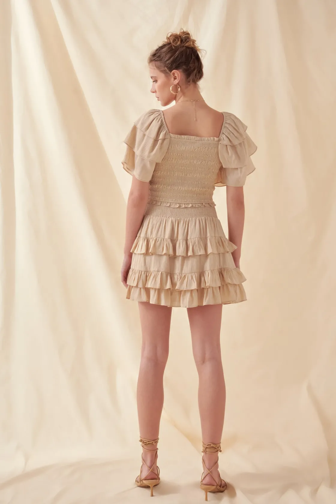 free_the_roses___smocked__2-2.webp FREE THE ROSES Tops*- Smocked Ruffled Top BEIGE