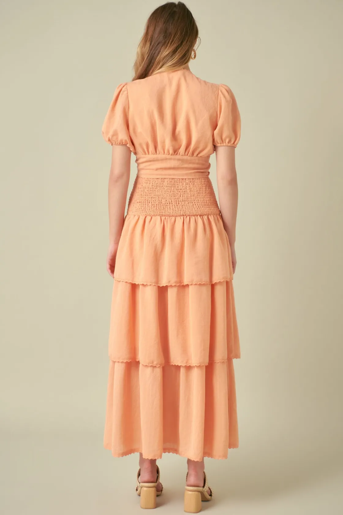 free_the_roses___smocked__2-7.webp FREE THE ROSES Skirts*- Smocked Ruffle Tiered Skirt TANGERINE