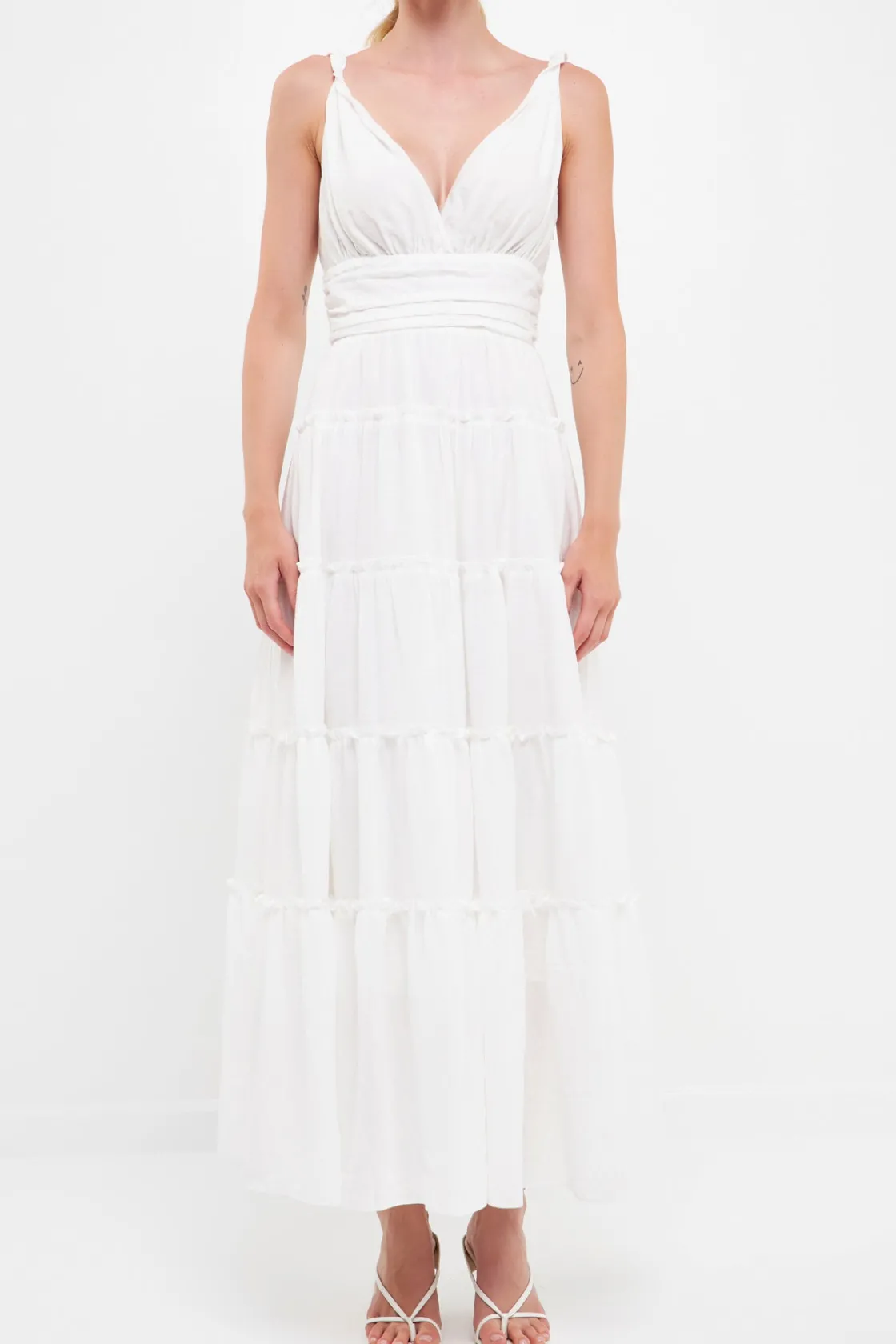 free_the_roses___strap_tw_0.webp FREE THE ROSES White Dresses | Tops*- Strap Twist Ruffled Crinkled Maxi WHITE