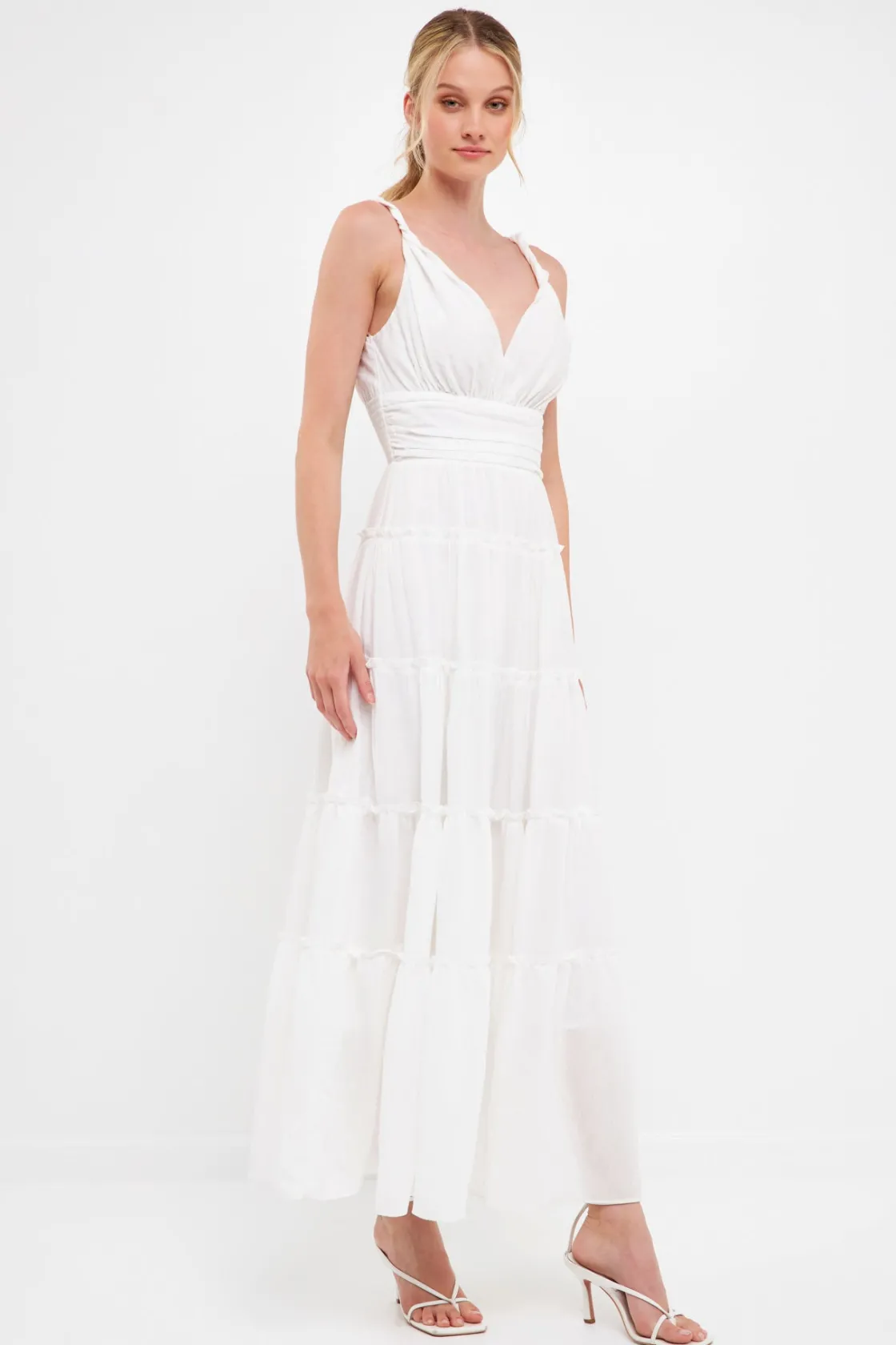 free_the_roses___strap_tw_1.webp FREE THE ROSES White Dresses | Tops*- Strap Twist Ruffled Crinkled Maxi WHITE