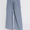FREE THE ROSES Pants*- Striped Lace-up Pants NAVY