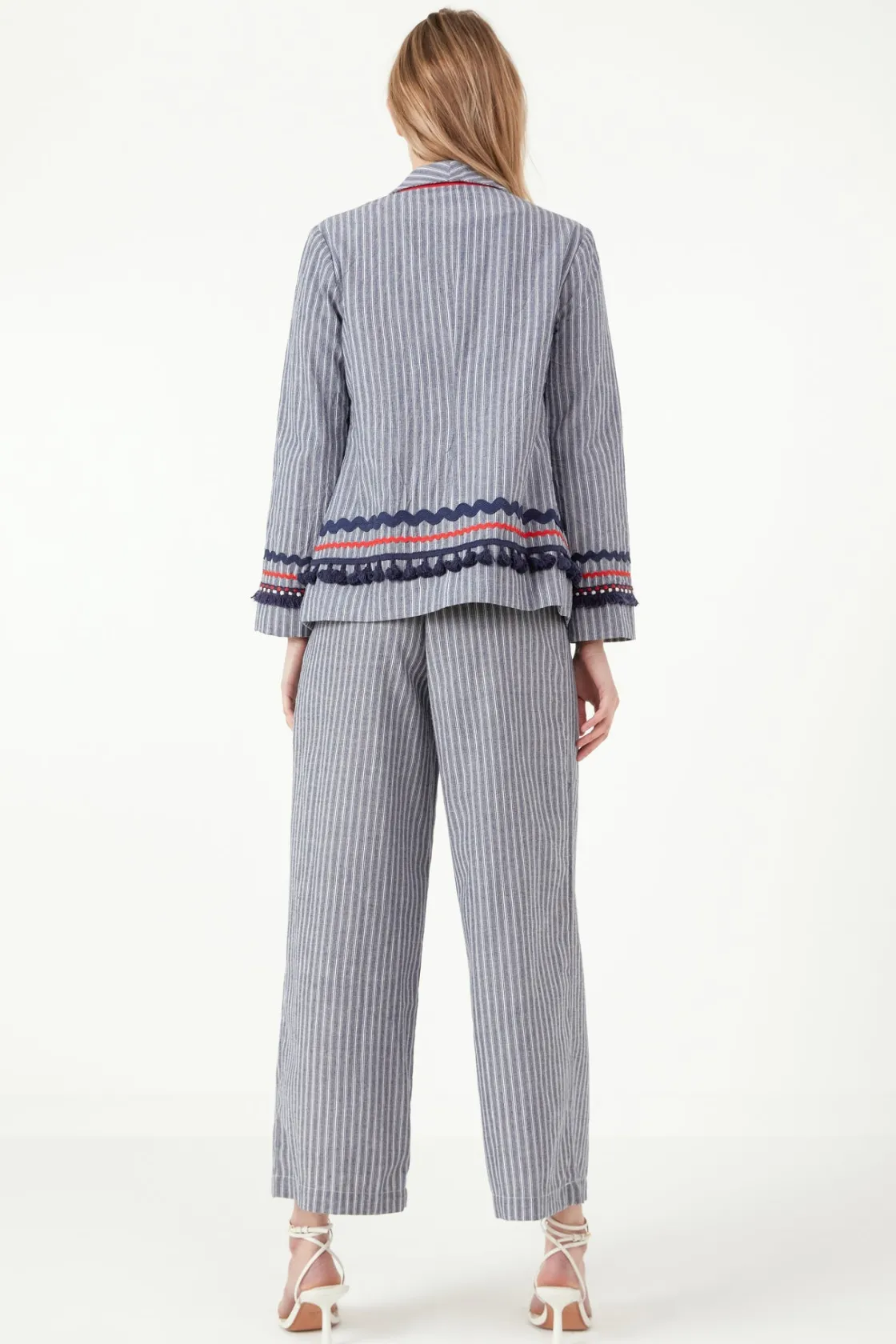 free_the_roses___striped__2-1.webp FREE THE ROSES Blazers | Tops*- Striped Trim Detail Blazer NAVY
