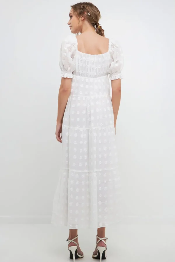 FREE THE ROSES White Dresses | Tops*- Sweetheart Tiered Short Sleeve Floral Maxi Dress WHITE