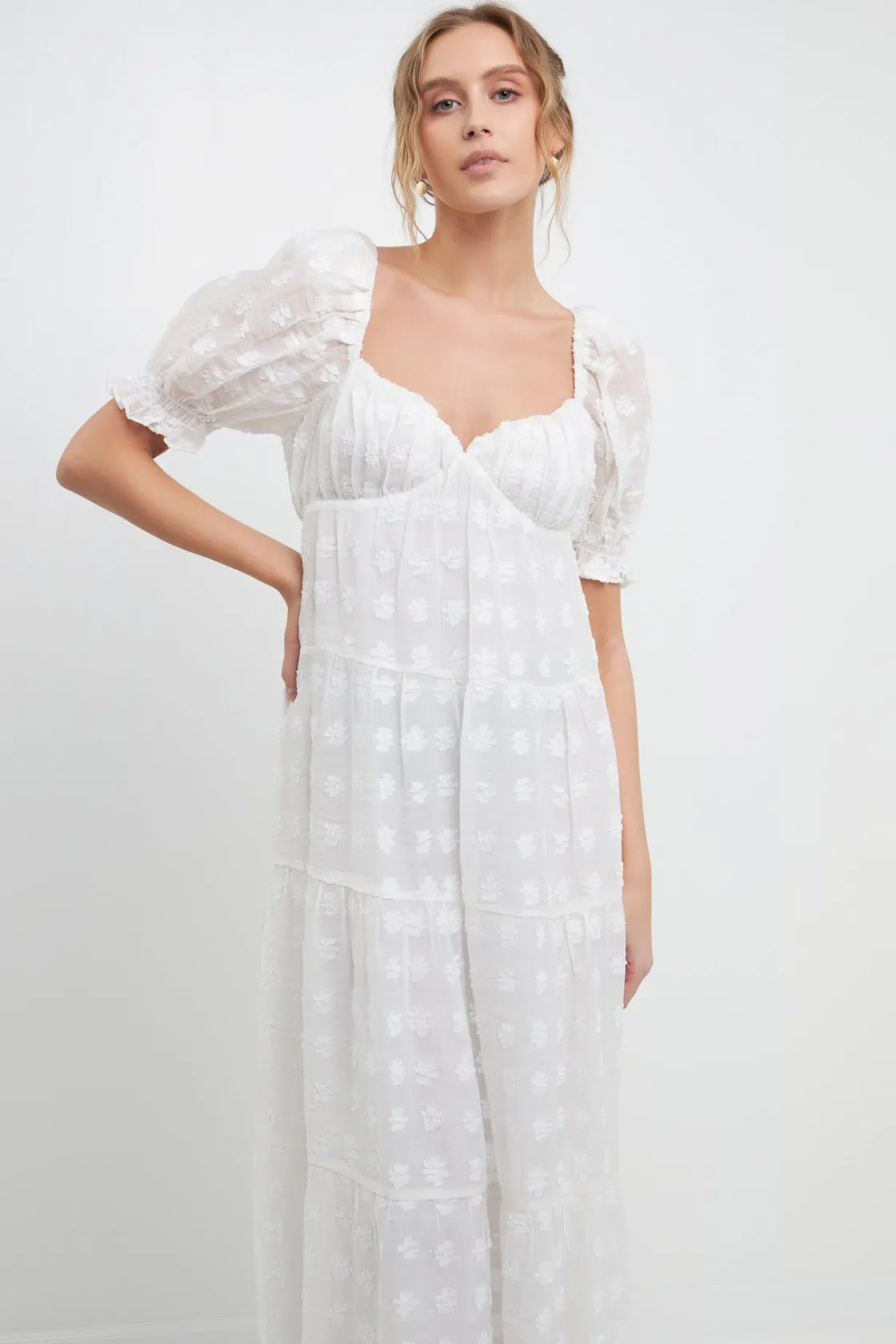 free_the_roses___sweethea_3.webp FREE THE ROSES White Dresses | Tops*- Sweetheart Tiered Short Sleeve Floral Maxi Dress WHITE