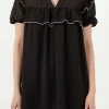 FREE THE ROSES Little Black Dress | Tops*- Swiss Dot Mini Dress with Ruffle Detail BLACK