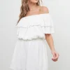 FREE THE ROSES Sweaters & Knits | Tops*- Texture Knit Ruffled Romper WHITE